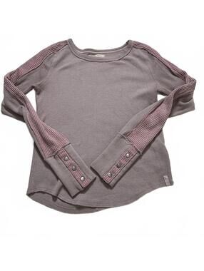 WE THE FREE  Lilac/pink SZ  S"Tasha" thermal long-sleeve waffle knit, snap cuffs